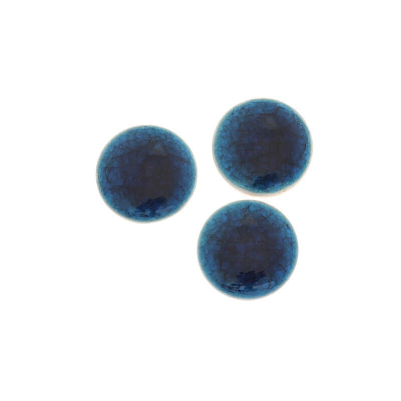 Kaboszony ceramiczne/ morski niebieski/ okrągły 24mm 1szt KBCZ2414