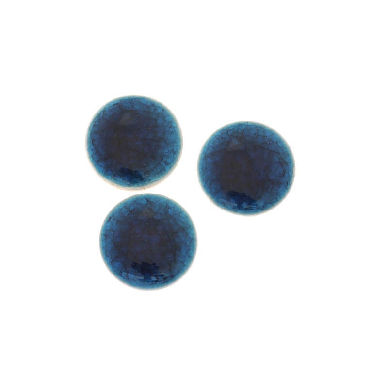 Ceramic / sea blue / round cabochons 24mm 1pc KBCZ2414