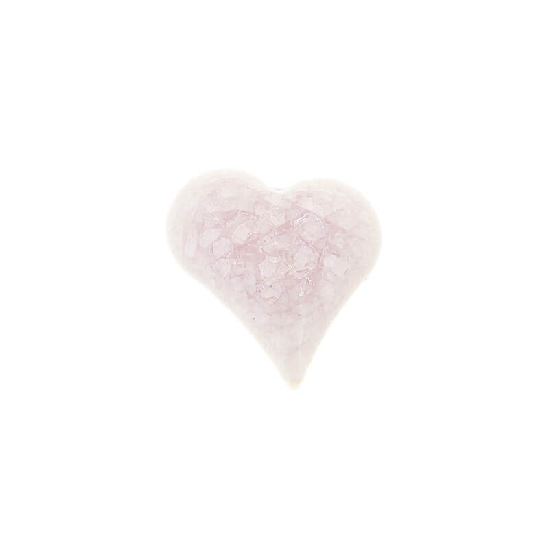Ceramic cabochons / heart / 24x26mm / pink / 1pc KBCZK47