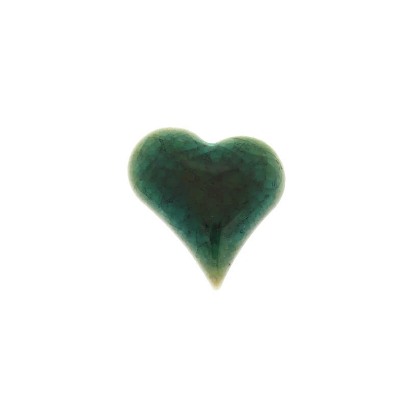 Ceramic cabochons / heart / 24x26mm / dark green / 1pc KBCZK51
