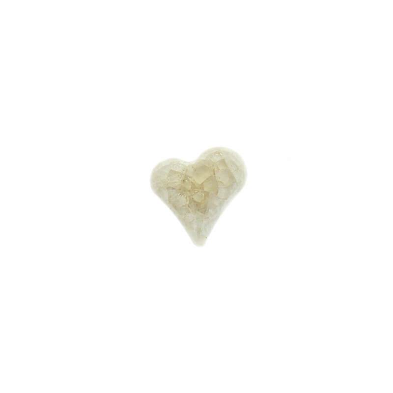 Ceramic cabochons / small heart / 15x16mm / beige fog / 1pc KBCZK62
