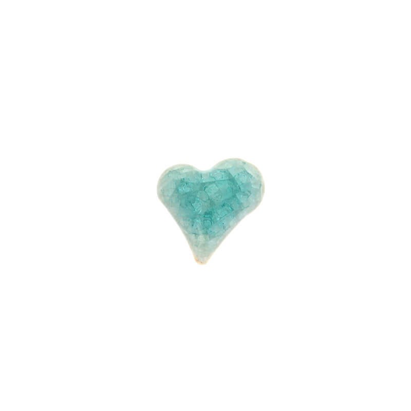 Ceramic cabochons / small heart / 15x16mm / light turquoise / 1pc KBCZK64