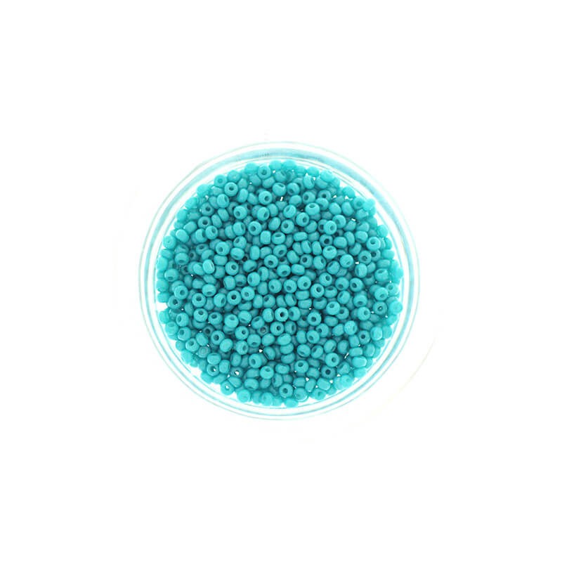 Koraliki SeedBeads opaque Turquoise Lollipop (12/0) 1.9mm 10g SZDR20OP054