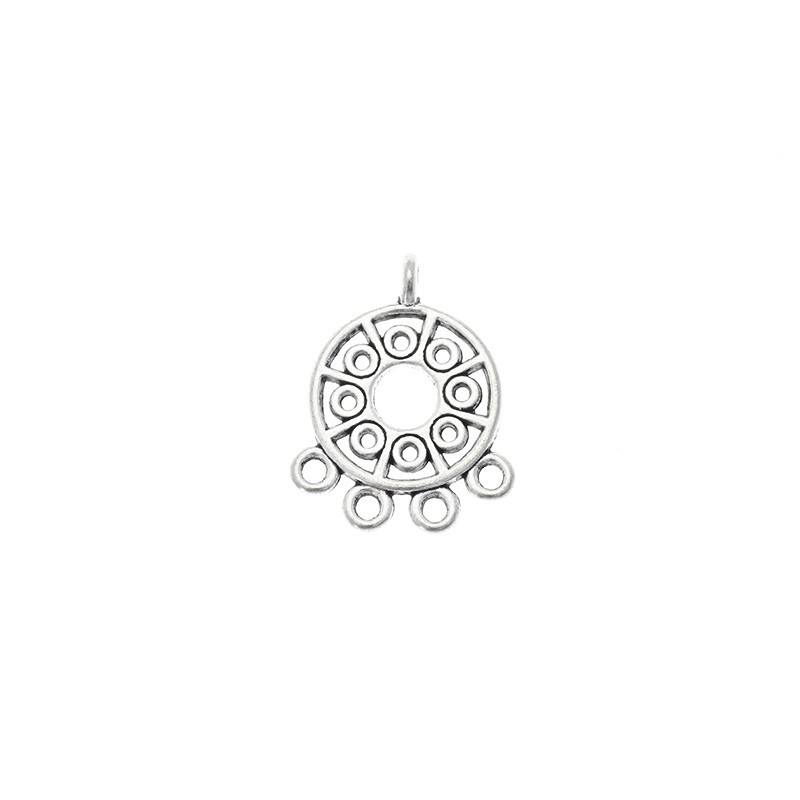 Earring base dream catcher burnished silver 23x18x2mm 2pcs AAS280