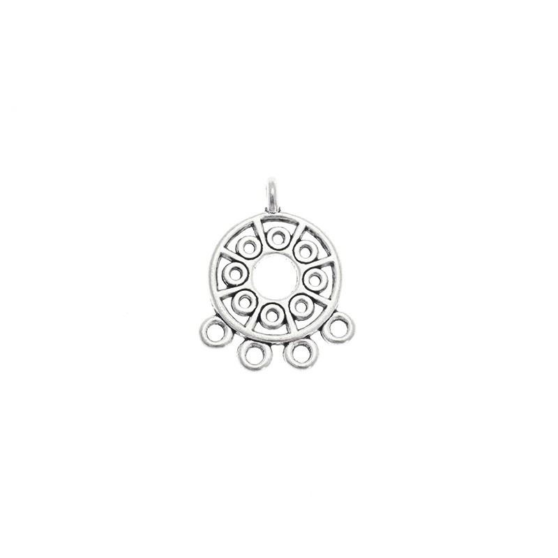 Earring base dream catcher burnished silver 23x18x2mm 2pcs AAS280