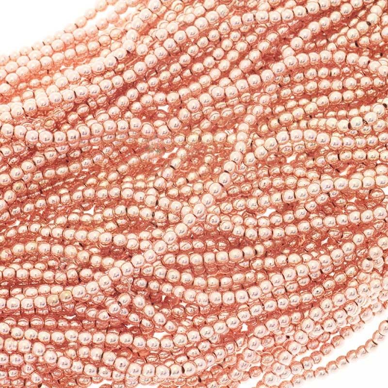 Hematite beads beads 2mm rose gold 190pcs / rope KAHEKU02PG