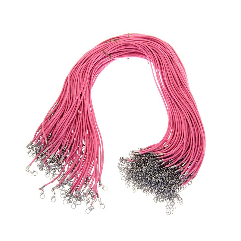Base for the necklace, waxed string pink 45cm 1.5mm 1pc BAZN22A