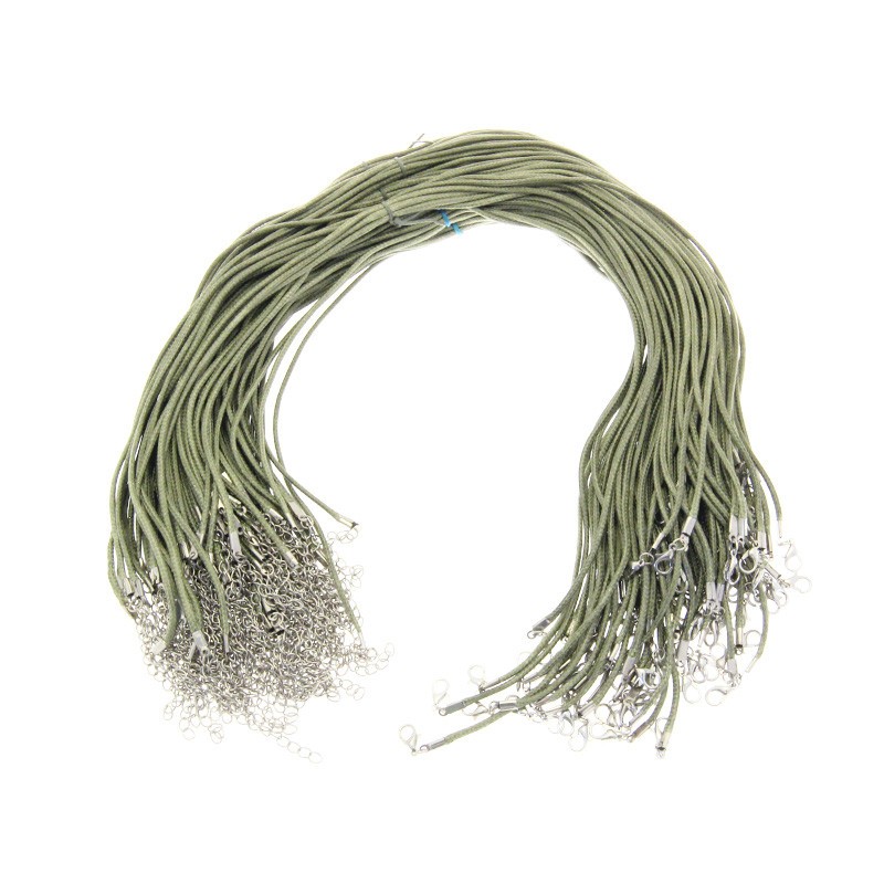 Base for the necklace, green waxed string 45cm 1.5mm 1pc BAZN29