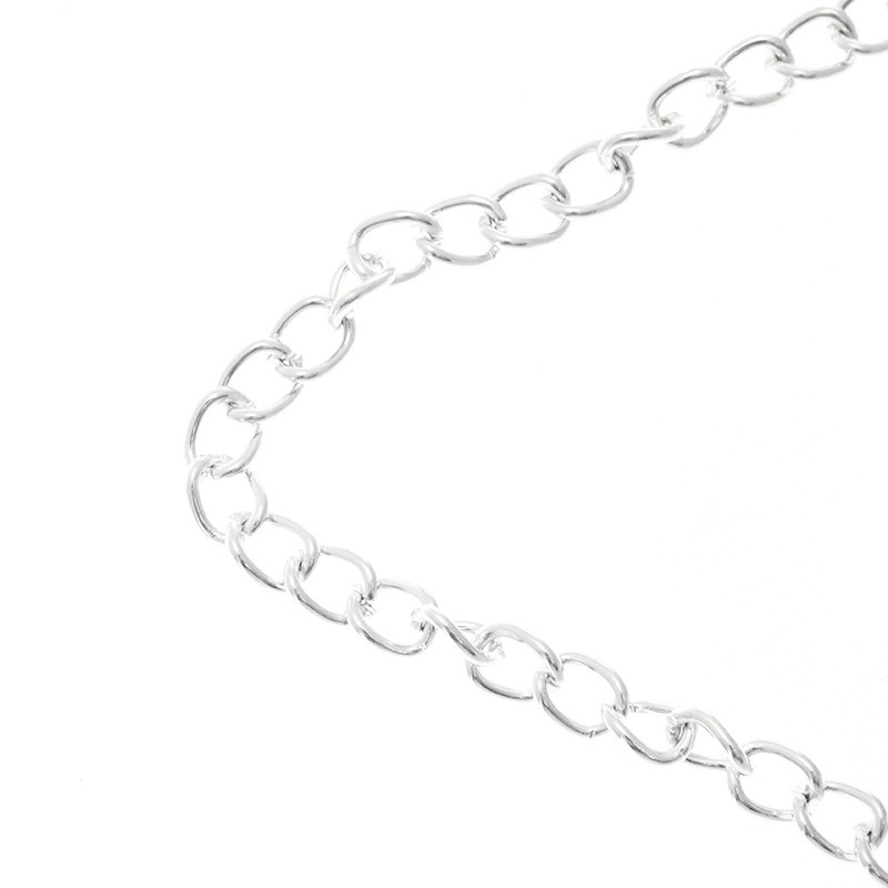 Silver oval twist chain 6x7.4x1.4mm 1m LL182SS