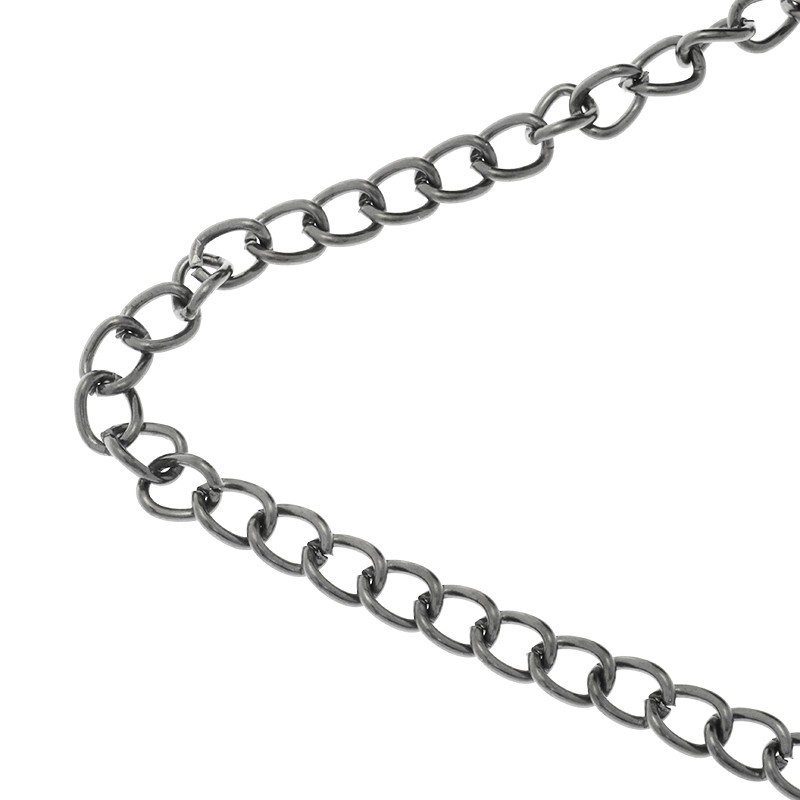 Łańcuszek owal twist/ antracyt 6x7.4x1.4mm 1m LL182AN