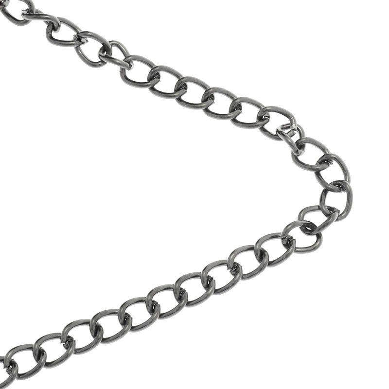 Łańcuszek owal twist/ antracyt 6x7.4x1.4mm 1m LL182AN