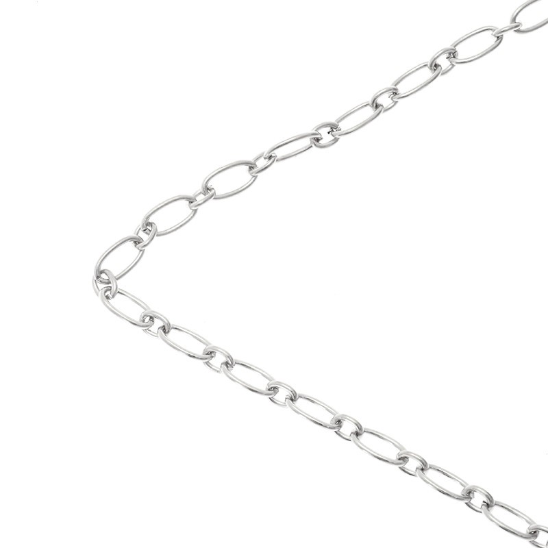 Jewelry chain combined platinum 3x4 and 4x8mm 1m LL183PL