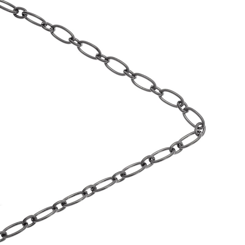 Jewelry chain combined anthracite 3x4 and 4x8mm 1m LL183AN