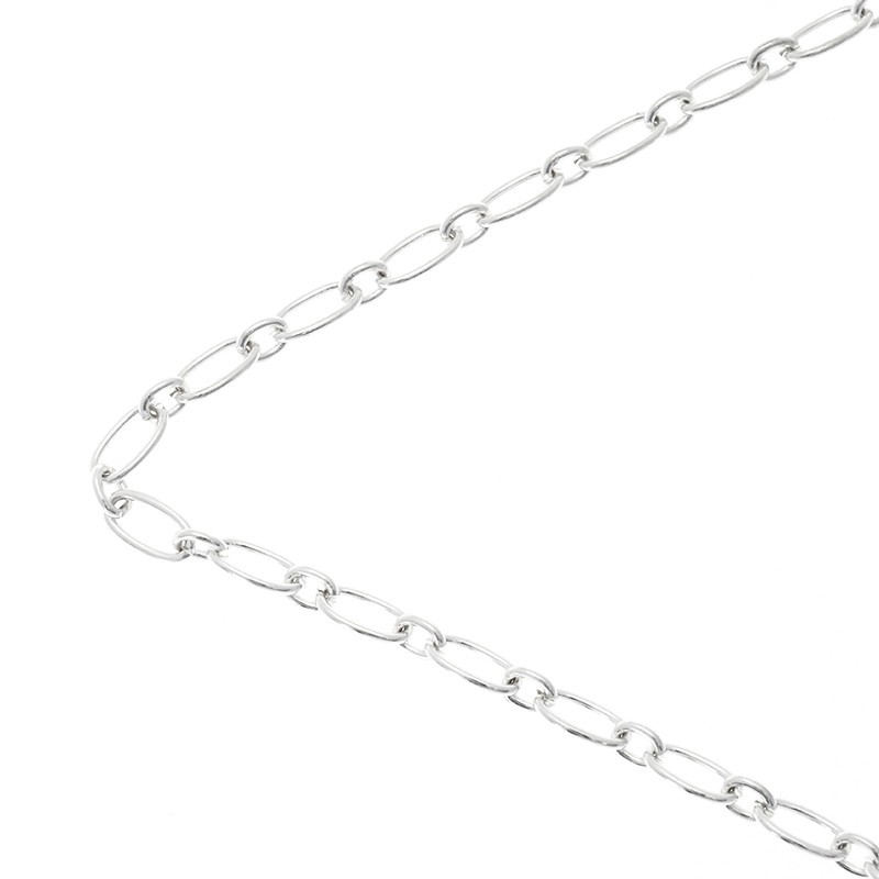 Jewelery chain combined silver 3x4 and 4x8mm 1m LL183SS