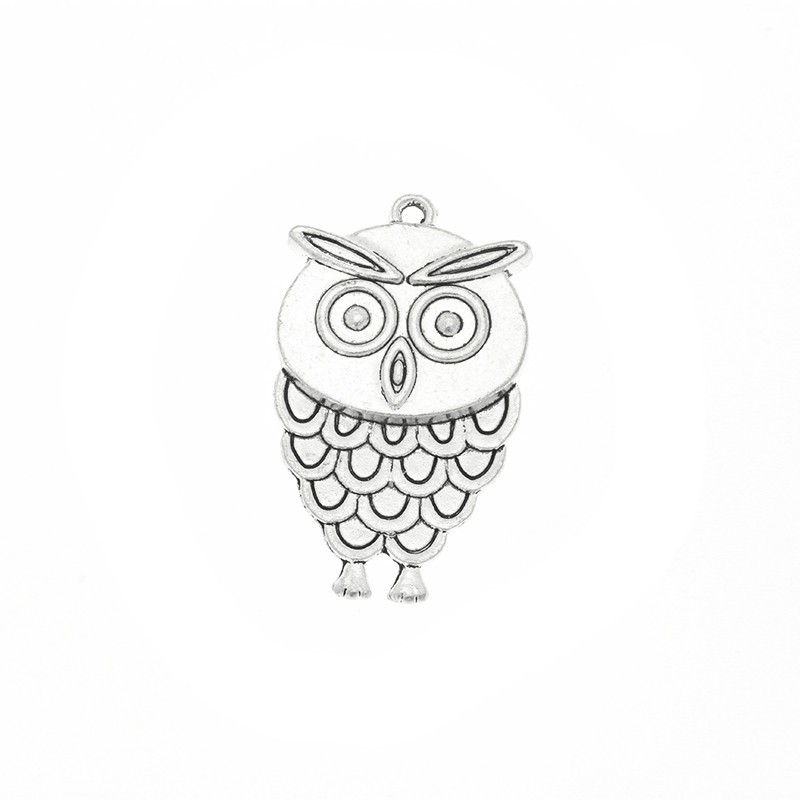 Owl pendant - antique silver 21x36mm AAT556