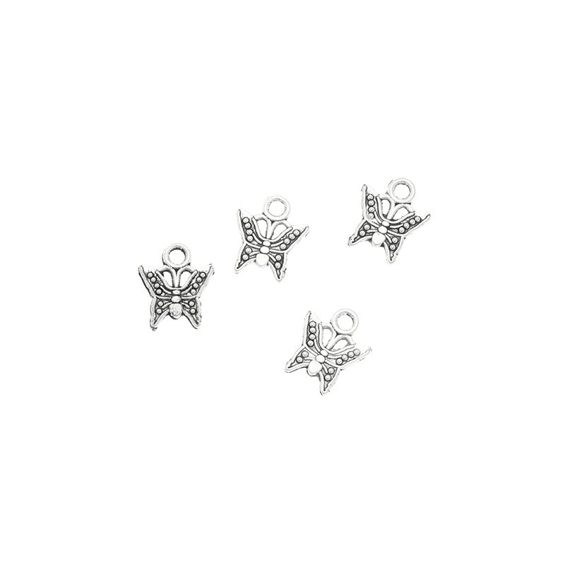 Butterfly charms, 6 pcs, antique silver 9x10mm AAT561