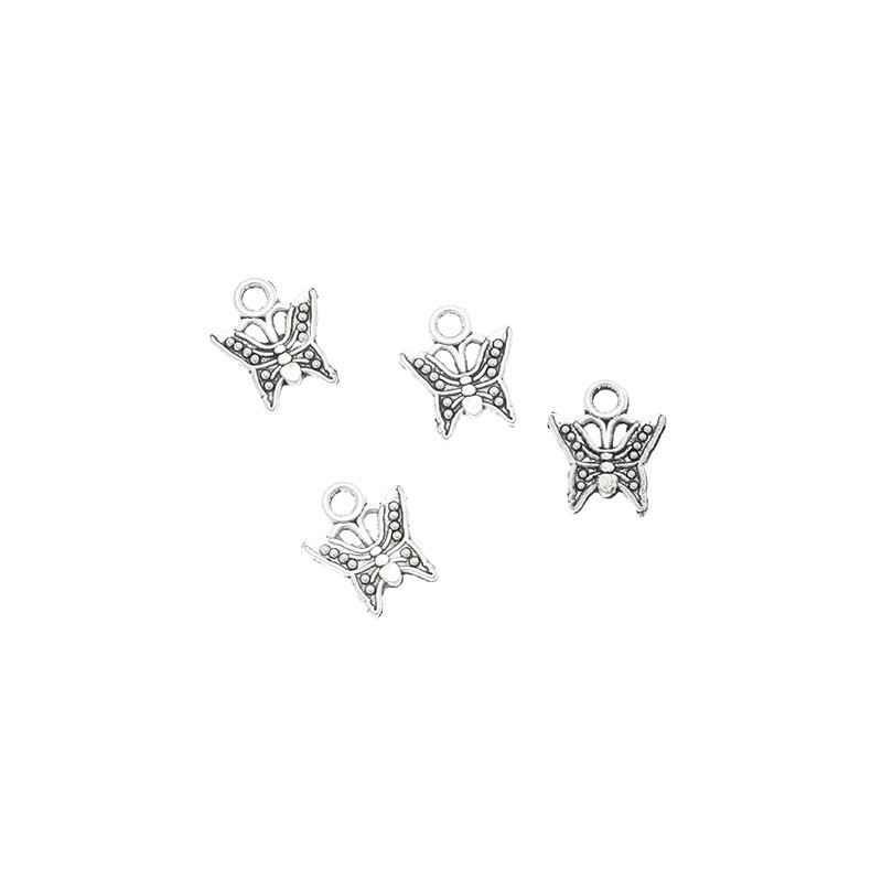 Butterfly charms, 6 pcs, antique silver 9x10mm AAT561