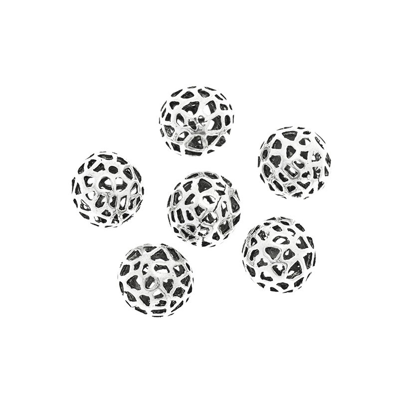 Spacers decorative openwork balls 2pcs antique silver 15mm AAT566