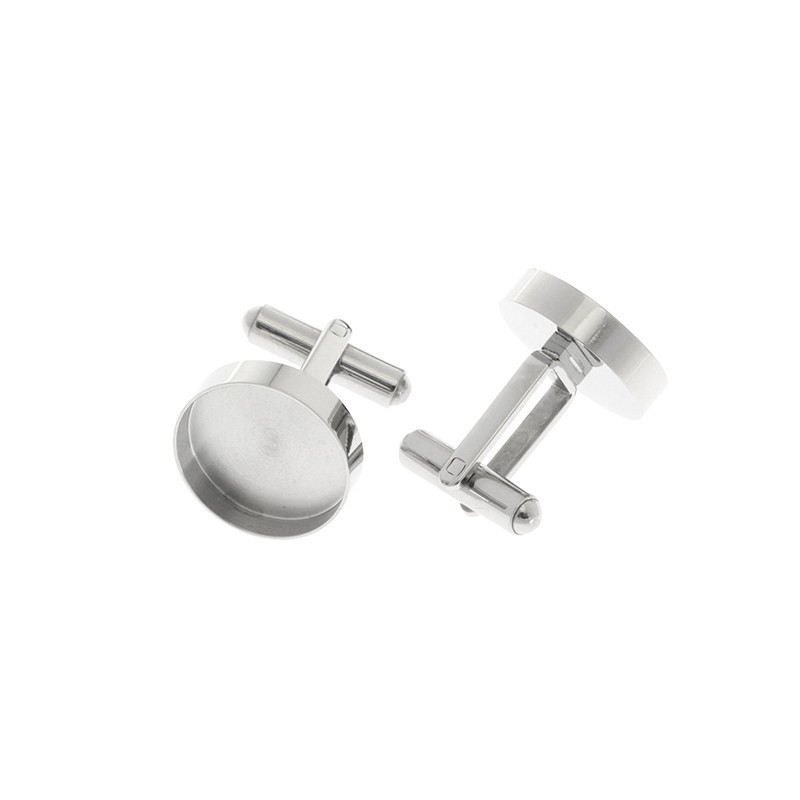 Cufflinks for cabochon 16mm / turned / surgical steel 2pcs OKSMSCH1A