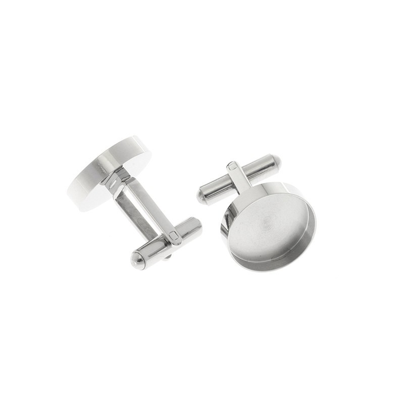 Cufflinks for cabochon 16mm / turned / surgical steel 2pcs OKSMSCH1A