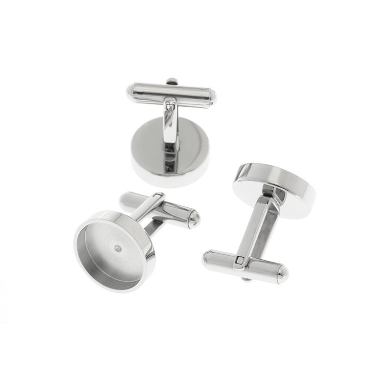 Cufflinks for cabochon 14mm / turned / surgical steel 2pcs OKSM14SCH3