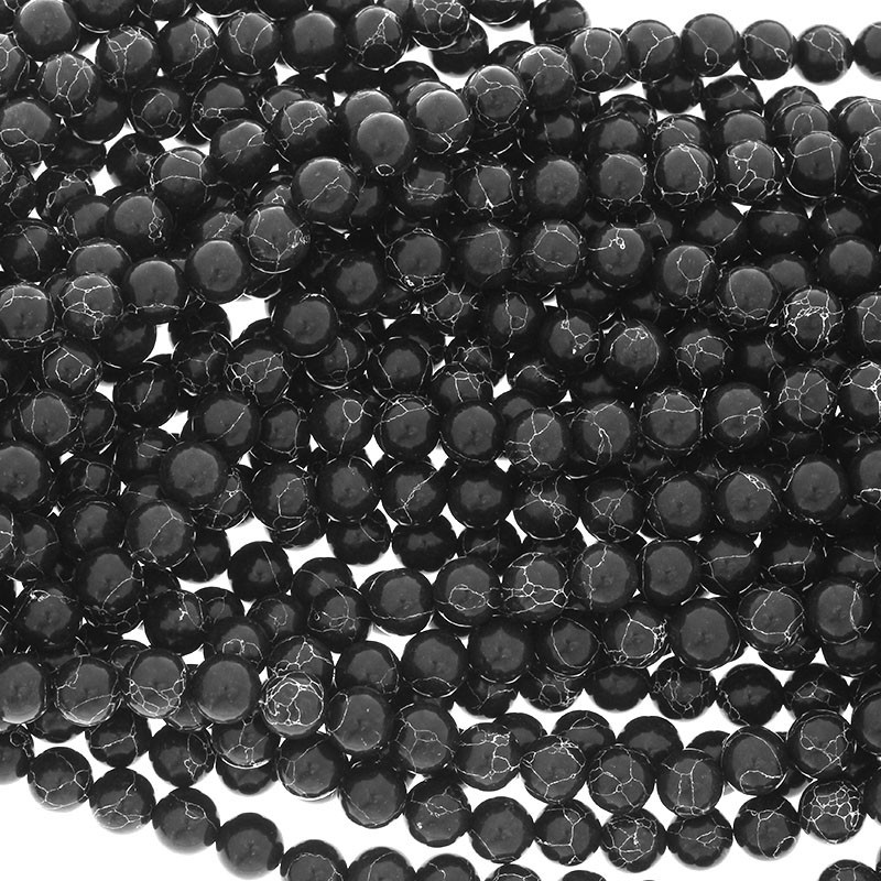 Howlite black / 8mm beads 40pcs / HOCZMAKU10 rope