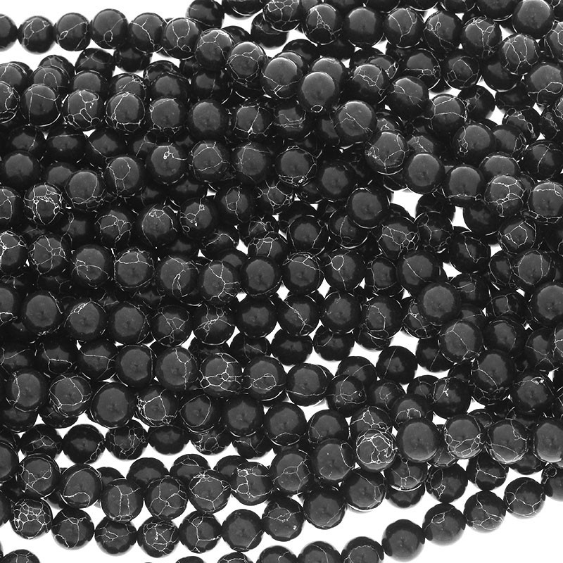 Howlite black / 8mm beads 40pcs / HOCZMAKU10 rope