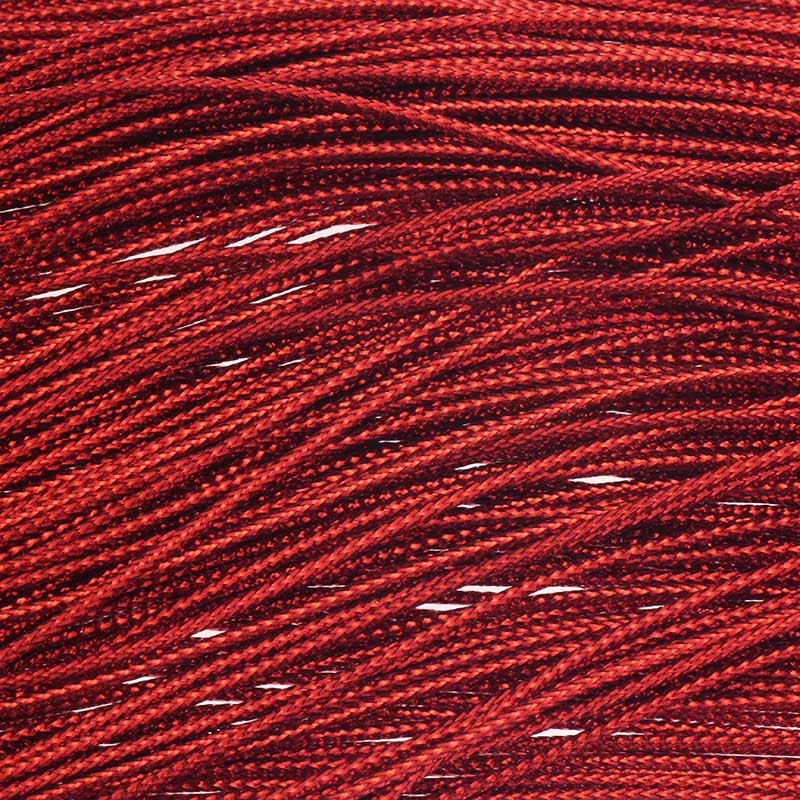 Sznurek metalizowany czerwony 1.5mm zwój 95m PWME15001