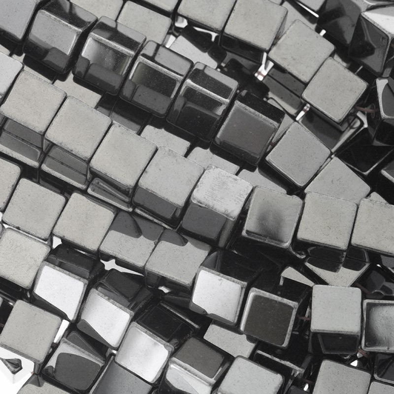 Hematite beads cube 8mm 48pcs KAHEKO08