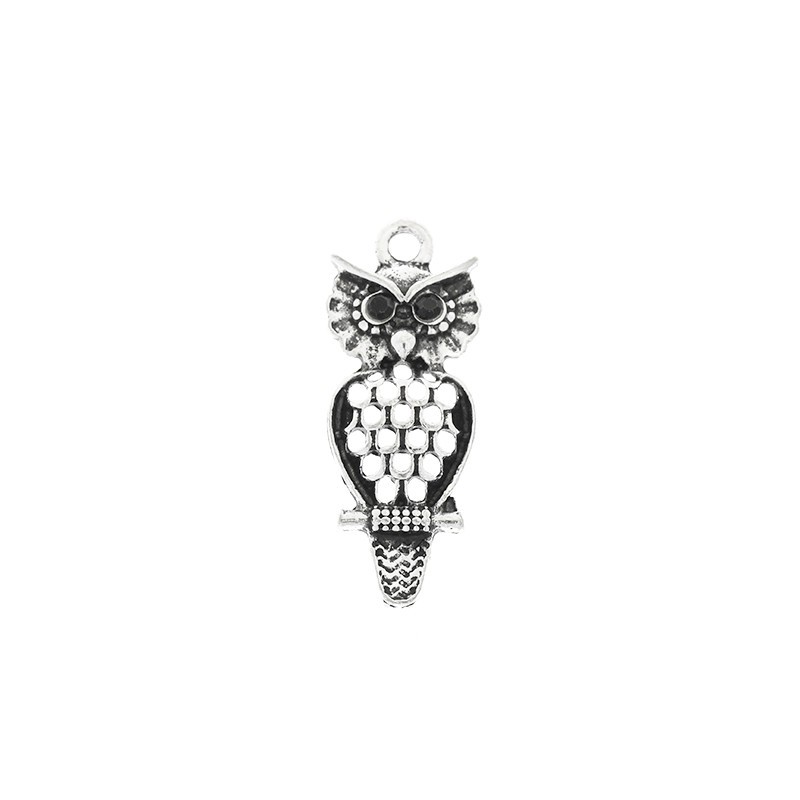 Owl pendant - antique silver 12x32mm AAT484