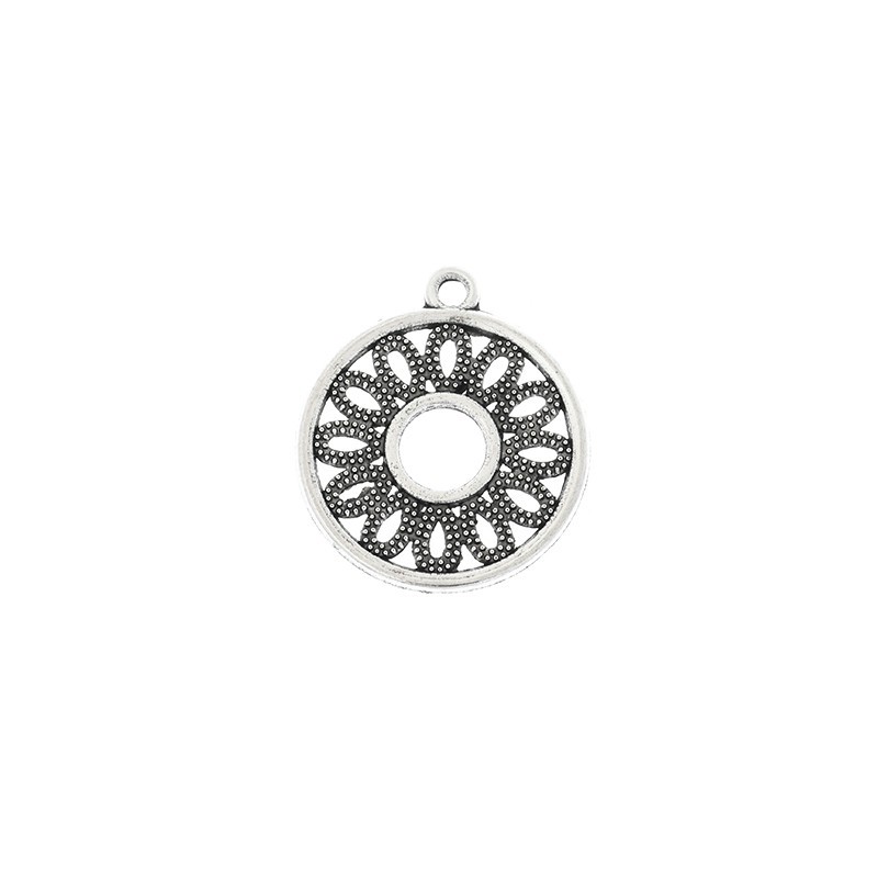 Silver rosette pendant, 2 pcs, 21x24mm AAT524