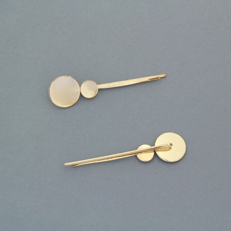 Hair grips for cabochon 10 and 18mm gold 1pc OKSP1018KG