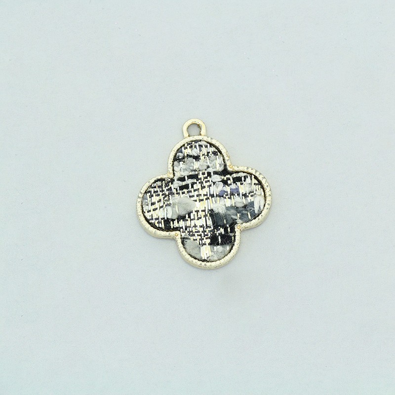 Alhambra pendants jacquard silver black / gold 18x24mm 1pc AKG699