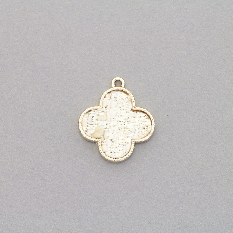 Alhambra pendants jacquard silver cream / gold 18x24mm 1pc AKG700