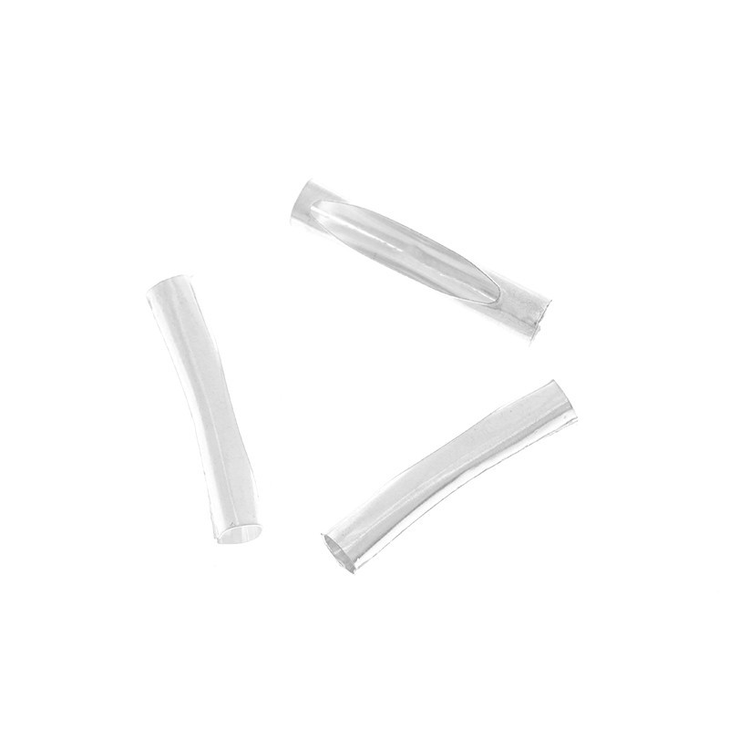 Tube spacers with a window curved 10pcs 26x5mm silver AKARU18