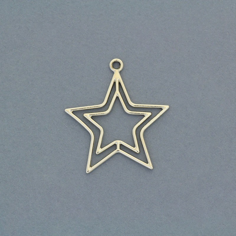 Pendants stars, delicate, 31x28mm, golden, 1 piece AKG746
