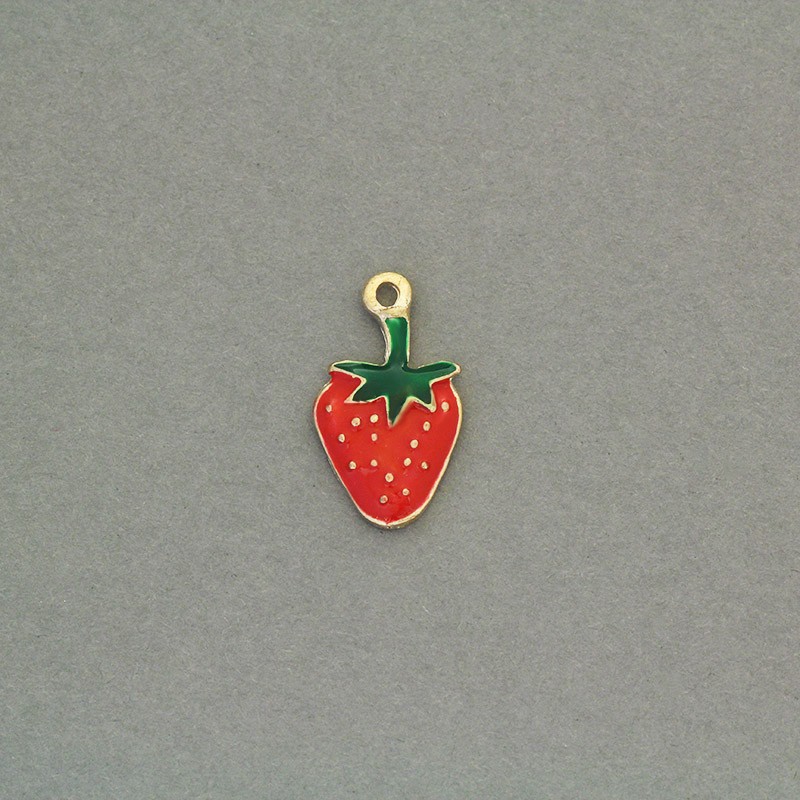 Strawberry pendants enameled 12x20mm 1pc AKG809