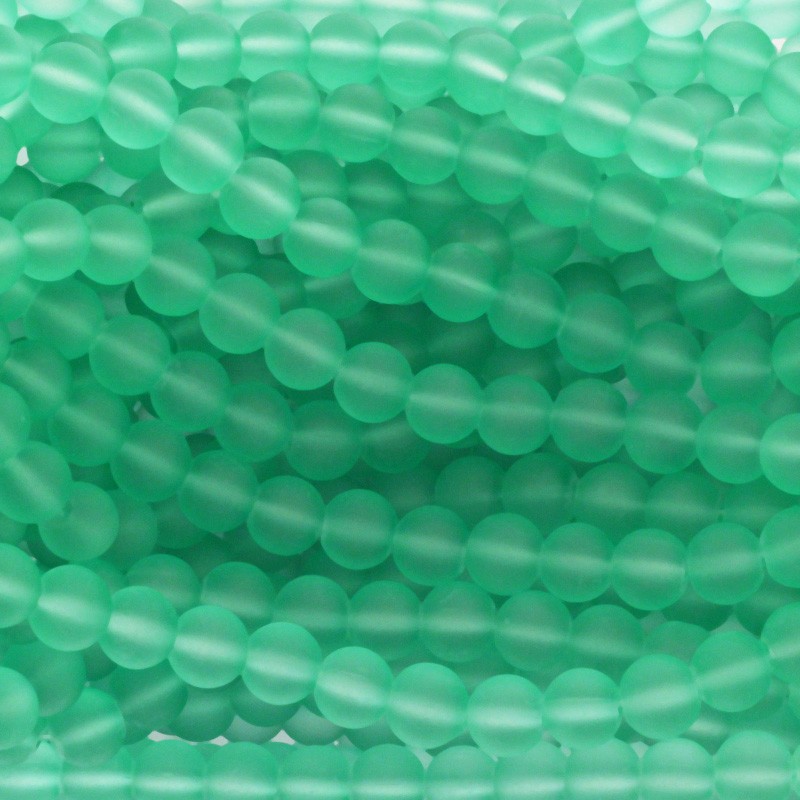 Glass Beads 10mm Matt Light Green 85pcs Sea Glass SZSG1019