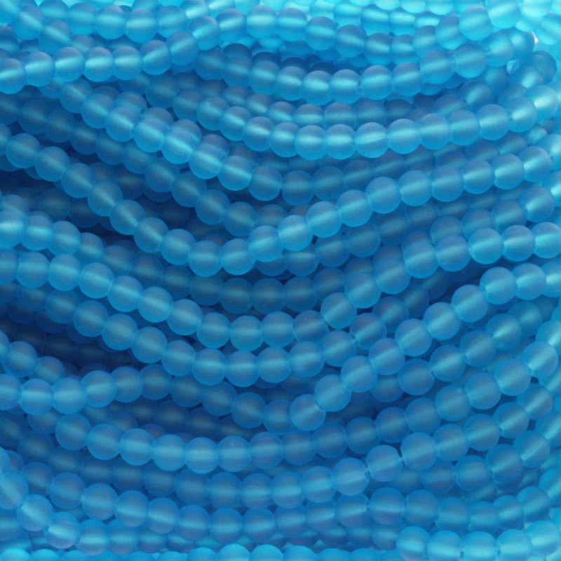 Glass beads SEA GLASS 135 pieces blue 6mm balls SZSG0609