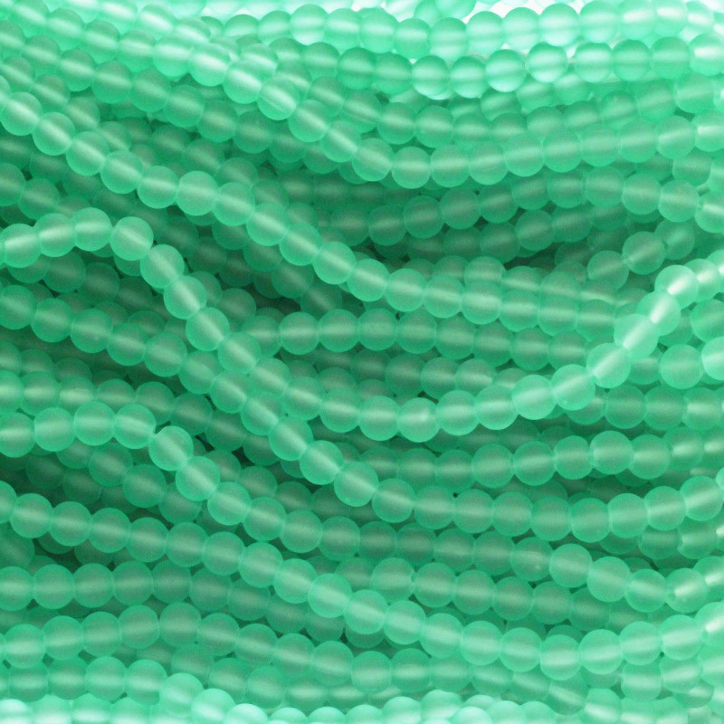 Glass beads SEA GLASS 135 pieces green balls 6mm SZSG0612