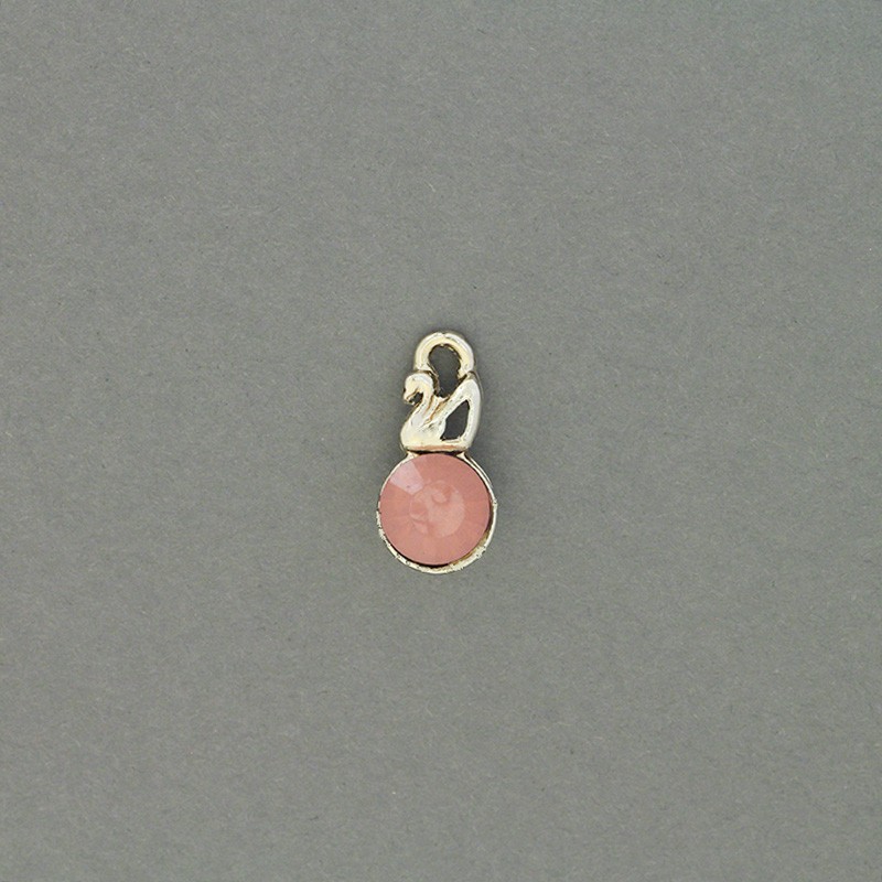 Zawieszki kryształki z łabędziem/ złoty/ różowy opal 7x16mm 1szt AKG811