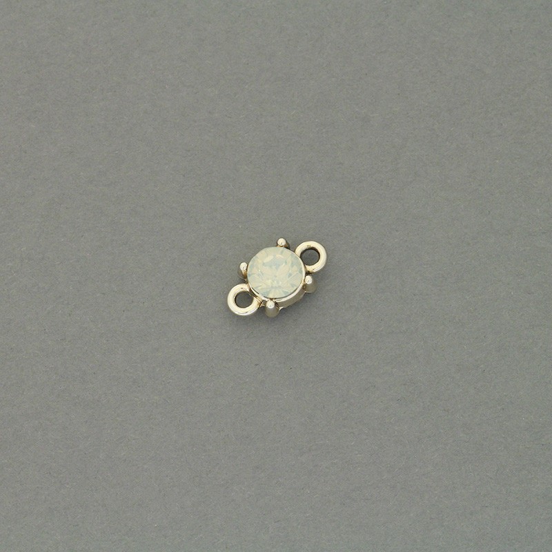 Connectors with crystals / white opal / gold-plated 12x7mm 2pcs AKG829