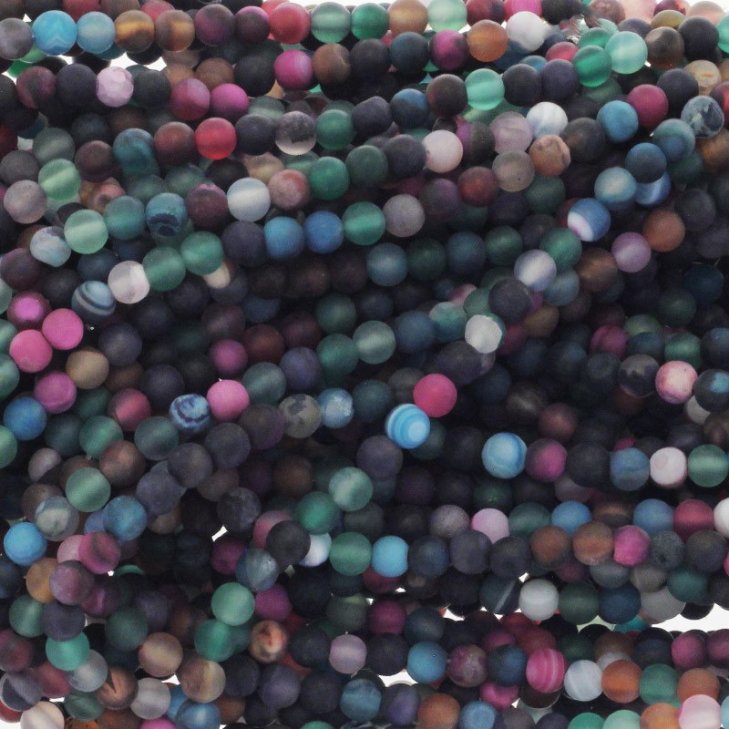 Koraliki agat matowy kolorowy kulki 4mm 90szt (sznur) KAAGM0416