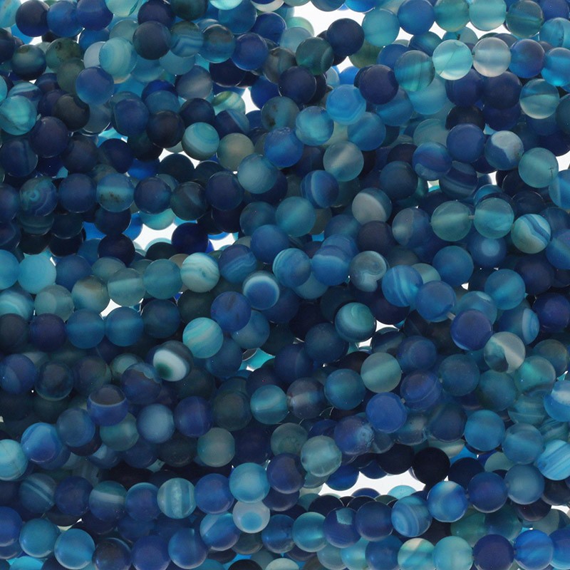 Agate beads matte blue balls 6mm 63pcs (string) KAAGM0618