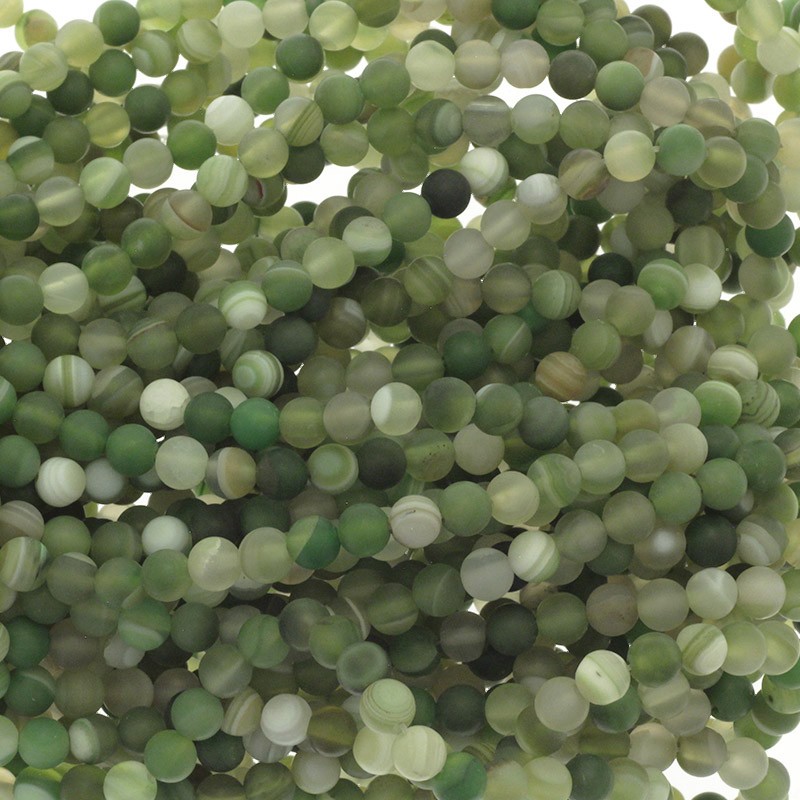 Matte green agate beads / 6mm balls 63pcs (cord) KAAGM0622