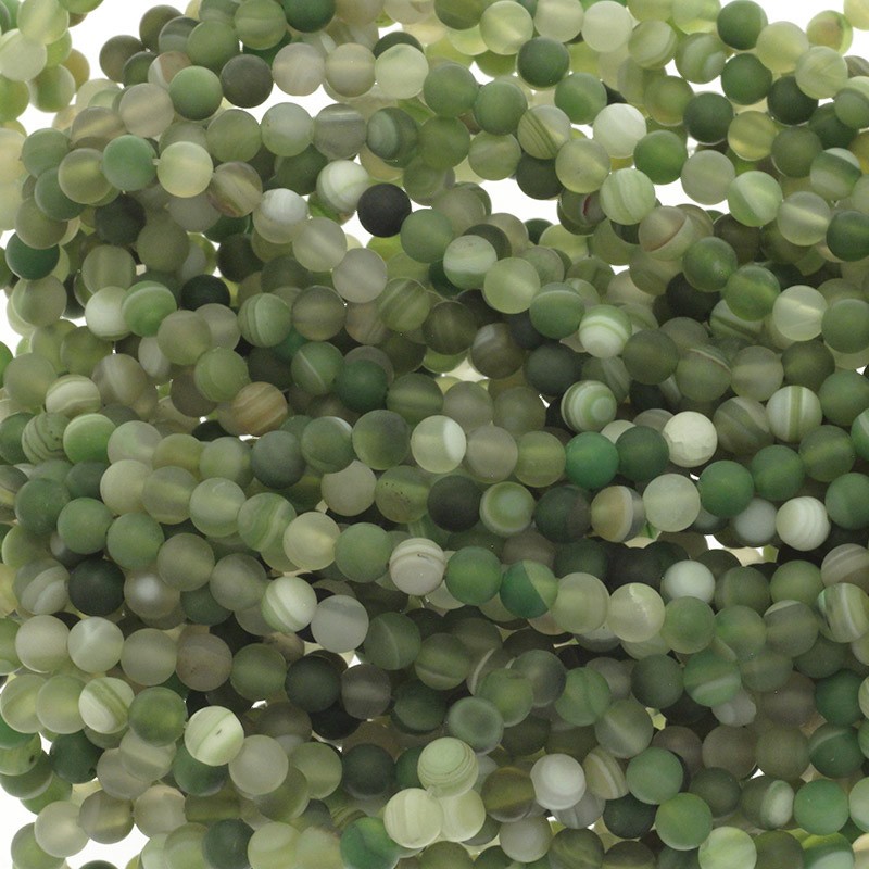 Matte green agate beads / 6mm balls 63pcs (cord) KAAGM0622