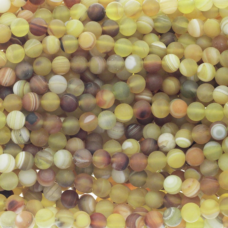 Agate beads matte yellow balls 8mm 46pcs (string) KAAGM0826