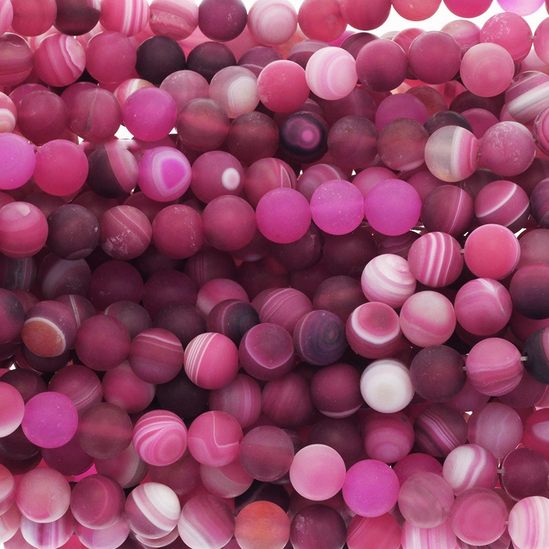 Pink agate / 10mm matt beads 36pcs (cord) KAAGM1017