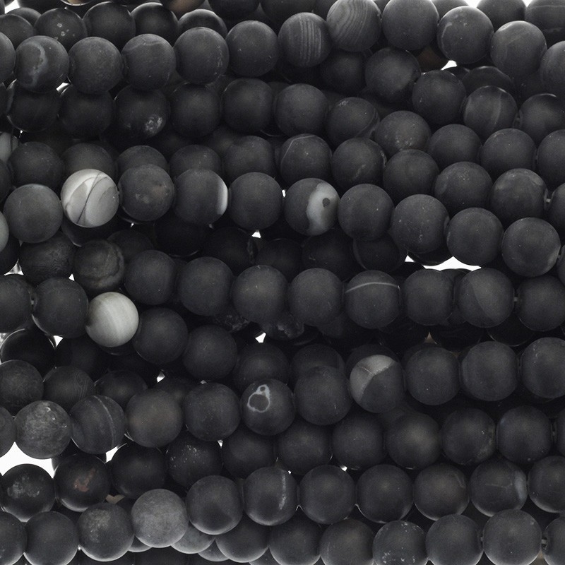 Agat czarny/ koraliki 10mm matowe 36szt (sznur) KAAGM1018