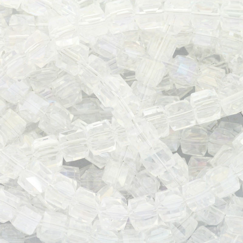 Crystals / cube 8mm / white transparent AB 10pcs SZSZKO0801